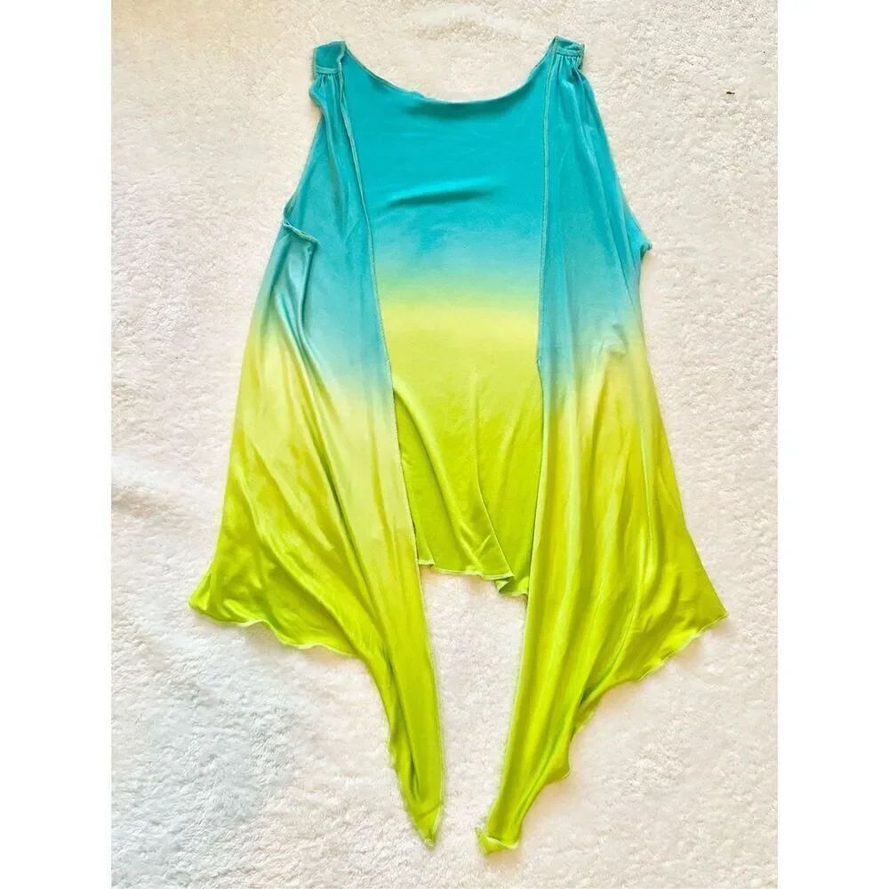 Ralph Lauren rugby, light blue and lime green ombre Y2K shawl size extra small